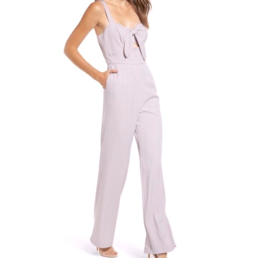 WAYF Jumpsuit Plaid Cut Out Tie Wide Leg Roxy Glen